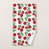 赤いさくらんぼグラフィック全体のパターン バスタオルセット (ハンドタオル)