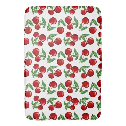 赤いさくらんぼグラフィック全体のパターン バスマット (正面縦)