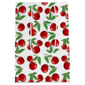 赤いさくらんぼグラフィック全体のパターン ミディアムペーパーバッグ (裏面)