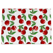 赤いさくらんぼグラフィック全体のパターン ラージペーパーバッグ (正面)