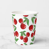 赤いさくらんぼグラフィック全体のパターン 紙コップ (裏面)