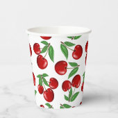 赤いさくらんぼグラフィック全体のパターン 紙コップ (左)