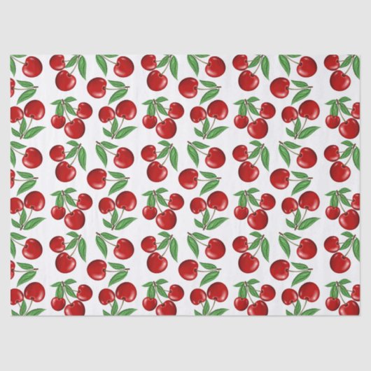 赤いさくらんぼグラフィック全体のパターン 薄葉紙 (正面)