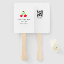 赤いさくらんぼグリーンボウ追加の名前日付ベビーシャワー