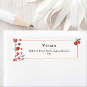 赤いさくらんぼハートフローラの復元アドレス ラベル (インサイチュ)