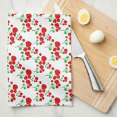 赤いさくらんぼパターンのアクセサリー – さくらんぼby LeahG キッチンタオル (四つ折り)