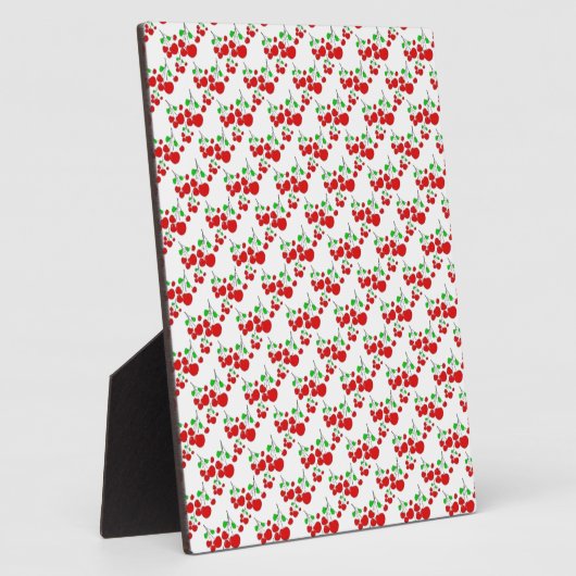 赤いさくらんぼパターンのアクセサリー – さくらんぼby LeahG フォトプラーク (側面)