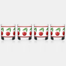 赤いさくらんぼパターン ウイスキーグラス