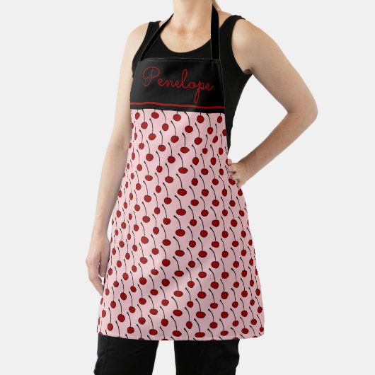 赤いさくらんぼパーソナライズされた エプロン