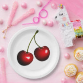赤いさくらんぼパーティー紙プレート – カスタマイズ可能 ペーパープレート (パーティー)