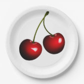 赤いさくらんぼパーティー紙プレート – カスタマイズ可能 ペーパープレート (正面)
