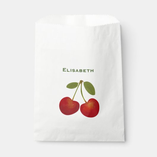 赤いさくらんぼフルーツのパーソナライズ名 フェイバーバッグ (正面)