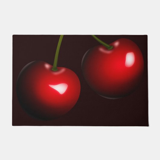 赤いさくらんぼフルーツアコーディネート ドアマット (正面)