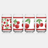 赤いさくらんぼフルーツ盛り合わせデザイン缶ガラスセット ガラス缶 (正面)