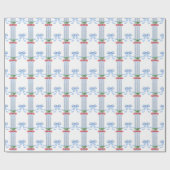 赤いさくらんぼリボン水色 ラッピングペーパー (フラット)