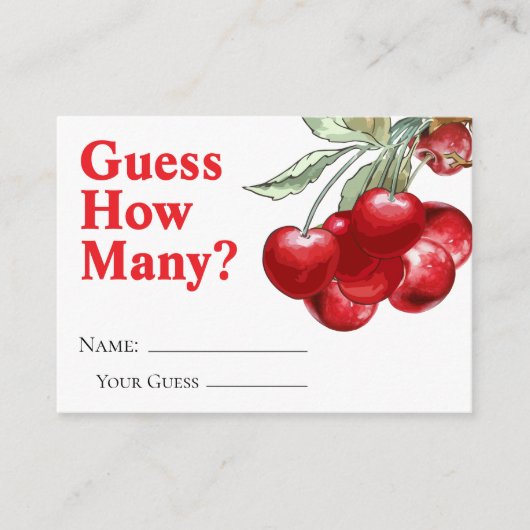 赤いさくらんぼ上の推測ゲームのカードの数 エンクロージャーカード (正面)