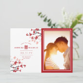 赤いさくらんぼ中国のの花と幸せ写真 セーブザデート (スタンド正面)