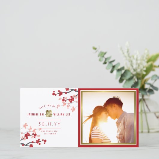 赤いさくらんぼ中国のの花と幸せ写真 セーブザデート (スタンド正面)