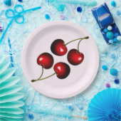 赤いさくらんぼ紙プレート – カスタマイズ可能 ペーパープレート (パーティー)