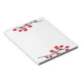 赤いさくらんぼ花メモ帳 ノートパッド (アングル)