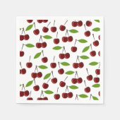 赤いさくらんぼ、さくらんぼのパターン離れ、果実 スタンダードカクテルナプキン (正面)
