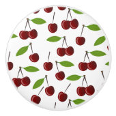 赤いさくらんぼ、さくらんぼのパターン離れ、果実 セラミックノブ (正面)