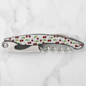 赤いさくらんぼ、さくらんぼのパターン離れ、果実 ソムリエナイフ (正面)