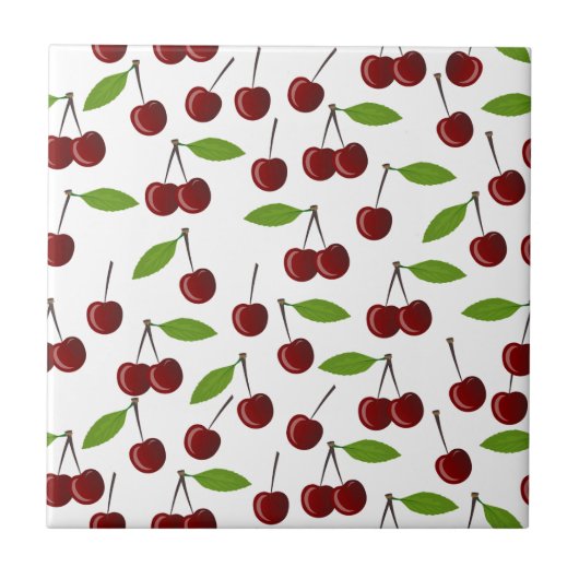 赤いさくらんぼ、さくらんぼのパターン離れ、果実 タイル (正面)
