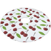 赤いさくらんぼ、さくらんぼのパターン離れ、果実 ブラッシュドポリエステルツリースカート (アングル)