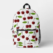 赤いさくらんぼ、さくらんぼのパターン離れ、果実 プリントバックパック (正面)