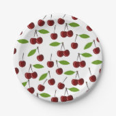 赤いさくらんぼ、さくらんぼのパターン離れ、果実 ペーパープレート (正面)