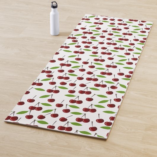 赤いさくらんぼ、さくらんぼのパターン離れ、果実 ヨガマット (インサイチュ)