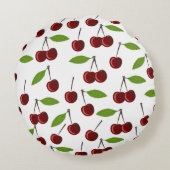 赤いさくらんぼ、さくらんぼのパターン離れ、果実 ラウンドクッション (裏面)