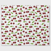 赤いさくらんぼ、さくらんぼのパターン離れ、果実 ラッピングペーパー (フラット)