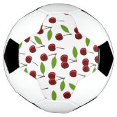 赤いさくらんぼ、さくらんぼの模様、葉、果物 サッカーボール (回転)