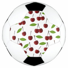 赤いさくらんぼ、さくらんぼの模様、葉、果物 サッカーボール