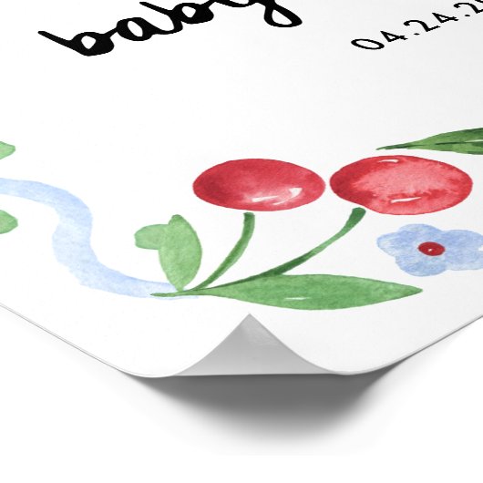 赤いさくらんぼ | レトロお洒落ベビーシャワーへようこそ ポスター (角)