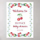 赤いさくらんぼ | レトロお洒落ベビーシャワーへようこそ ポスター (正面)