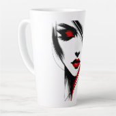 赤いささやきの女性 カフェラテマグ (左アングル)