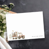 赤いさび色の農場の動物トラクター子供の誕生日 ノートカード