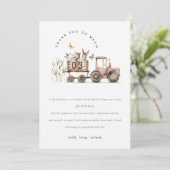 赤いさび色の農場 動物 トラクター 子供の誕生日 サンキューカード (スタンド正面)