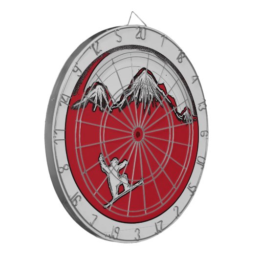 赤いしぶきのスノーボードのテーマの投げ矢板 ダーツボード (正面左)