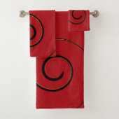 赤いしゃれている浴室セット バスタオルセット (インサイチュ)