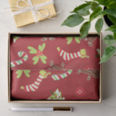 赤いすてきクリスマスキャンディ缶、ジンジャーブレッド 薄葉紙 (ギフト)