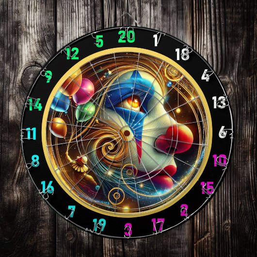 赤いすてき鼻と風船を持つピエロ ダーツボード