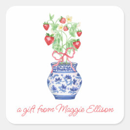 赤いちごの贈り物の陳腐な花瓶 スクエアシール