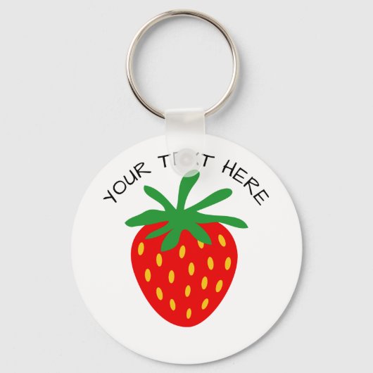 赤いちごカスタム果実丸ボタンキーホルダー キーホルダー (正面)