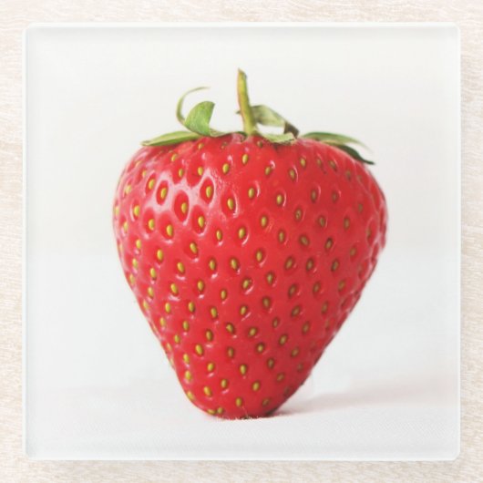 赤いちごコースター ガラスコースター (正面)