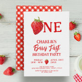 赤いちごサマーベリーファースト誕生日 招待状