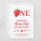 赤いちごサマーベリーファースト誕生日 招待状 (正面)